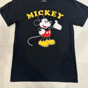 Disney Black Tee with Mickey Mouse and Yellow Accents